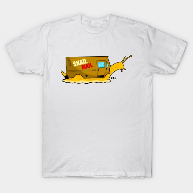 Snail mail funny saying postal carrier T-Shirt by DiLoDraws